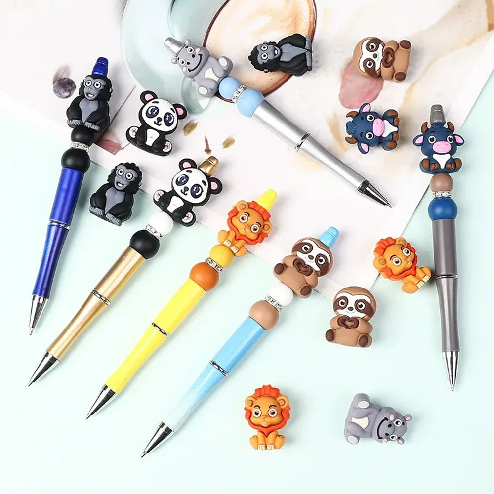 3D Cute Animals Silicone Focal Beads for Pens Keychains