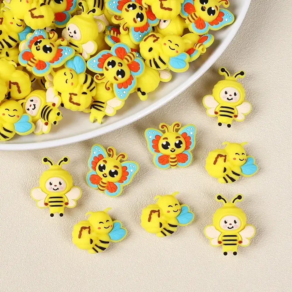 3D Cute Bee Silicone Focal Beads for Pens Keychains