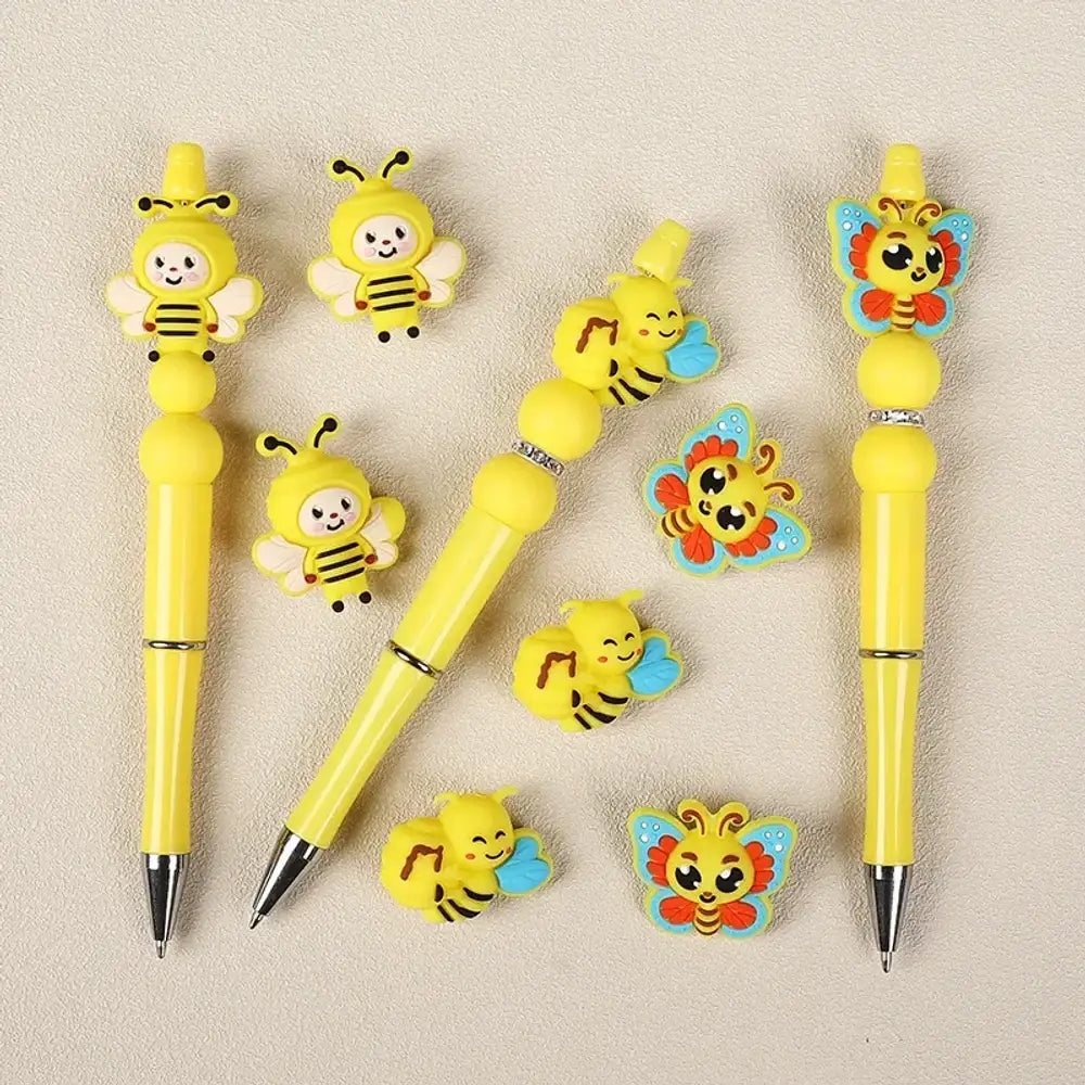 3D Cute Bee Silicone Focal Beads for Pens Keychains