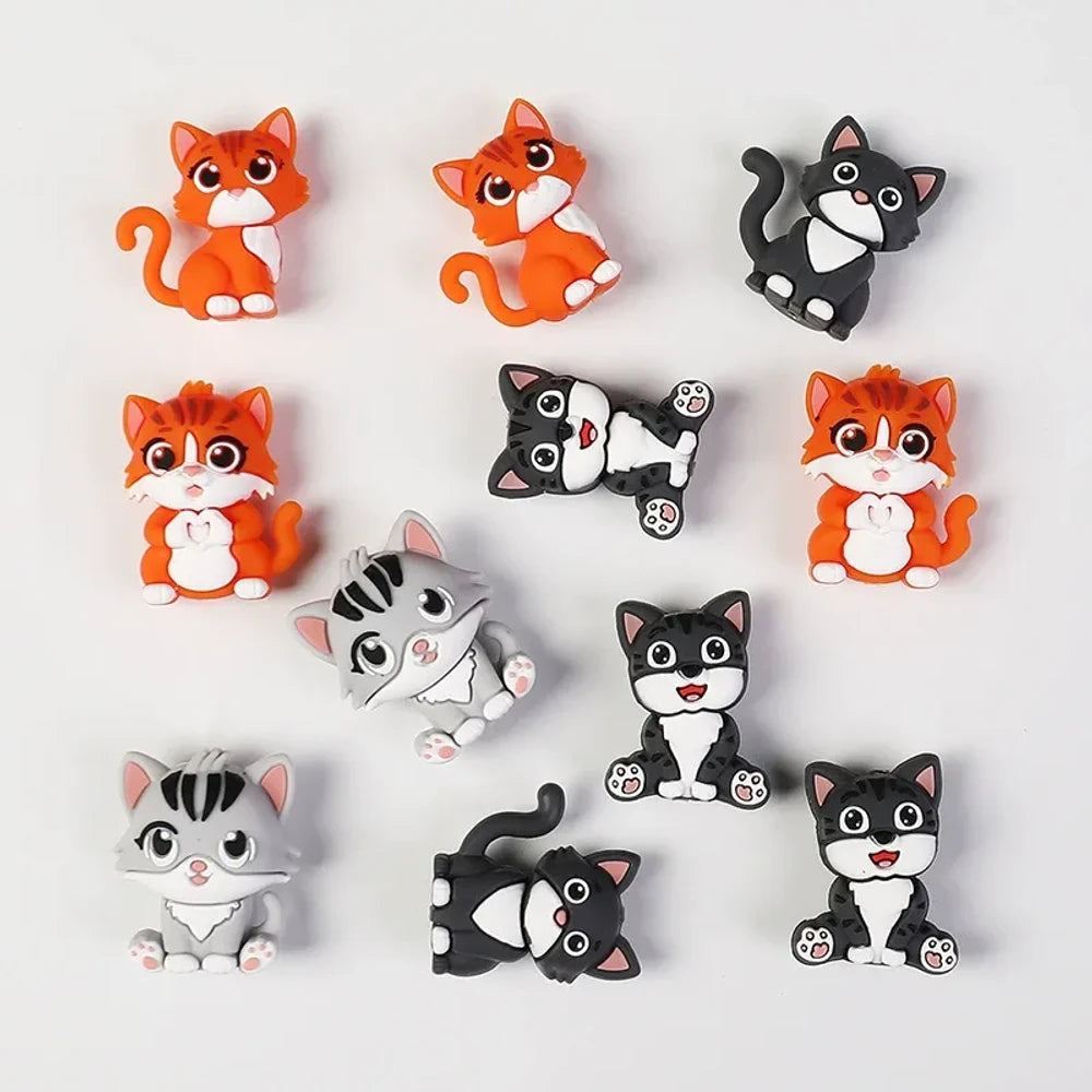 3D Cute Cat Silicone Focal Beads for DIY Pens Bracelet