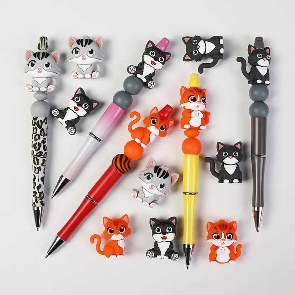 3D Cute Cat Silicone Focal Beads for DIY Pens Bracelet