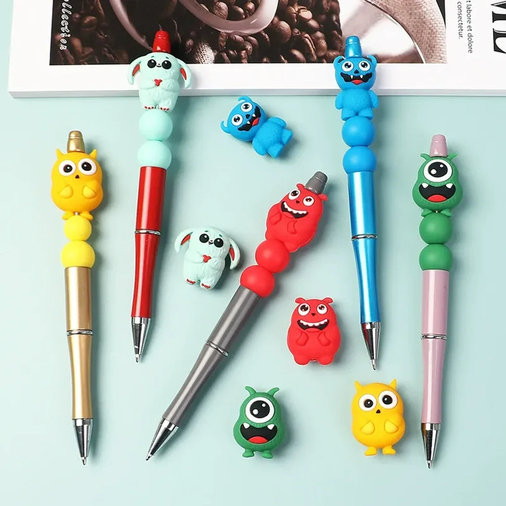 3D Cute Monster Silicone Focal Beads for DIY Pens Keychains