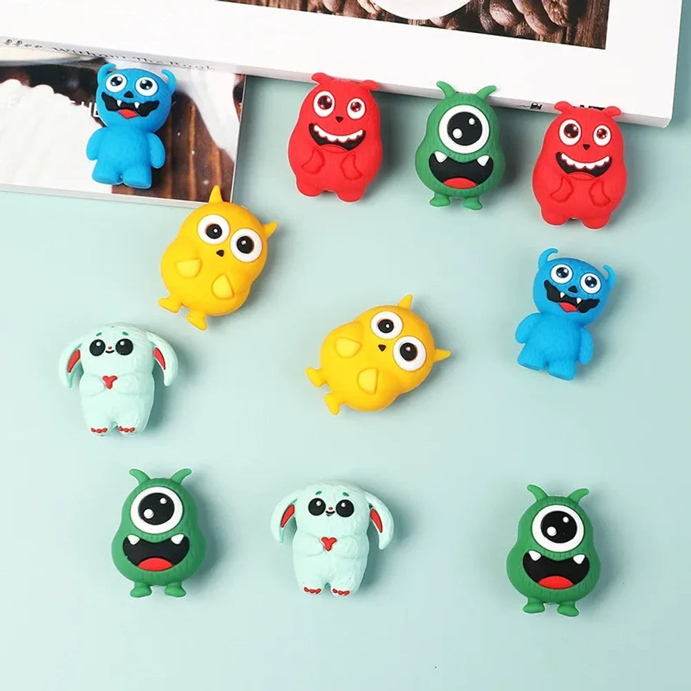 3D Cute Monster Silicone Focal Beads for DIY Pens Keychains