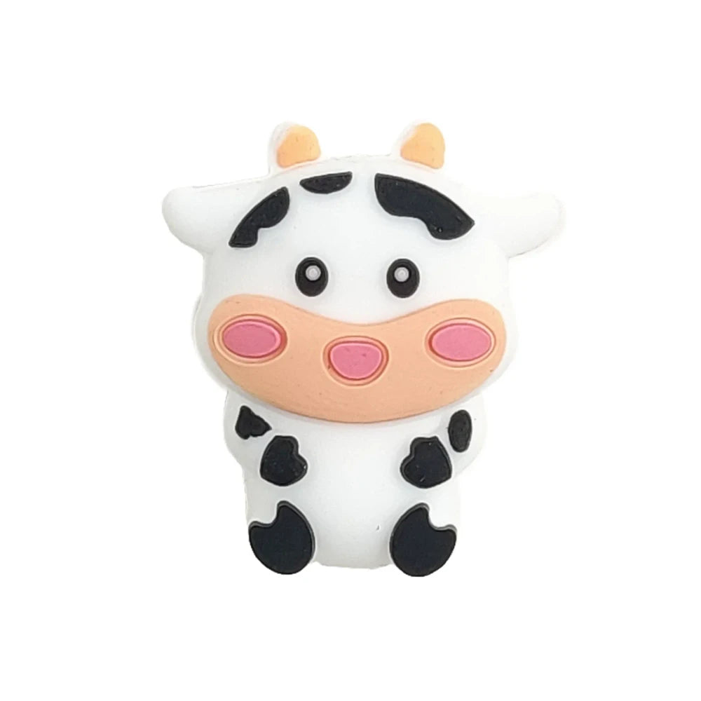 3D Dairy Cow Silicone Focal Beads for DIY Keychains Bracelet Pens