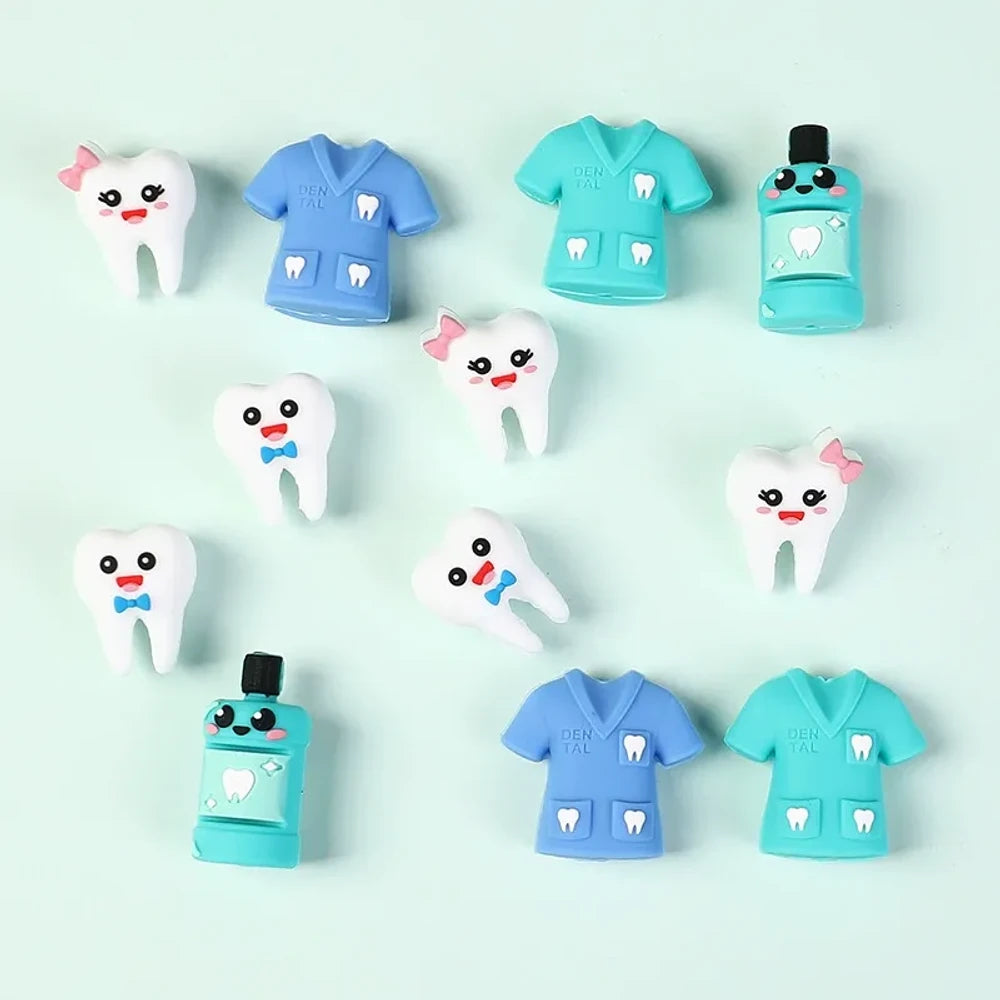 3D Dental Silicone Focal Beads for DIY Pens Keychains