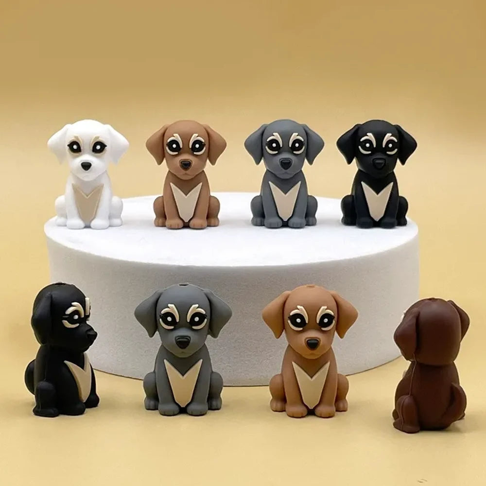 3D Dog Silicone Focal Beads for DIY Keychains Bracelet Pens
