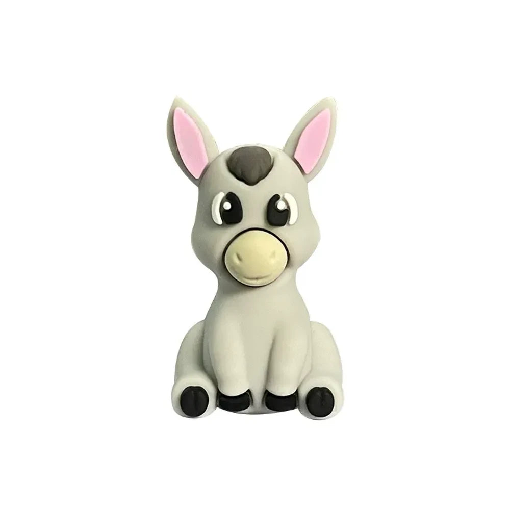 3D Donkey Silicone Focal Beads for DIY Keychains Bracelet Pens