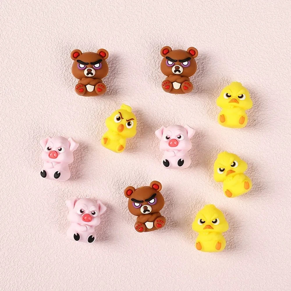 3D Dumb Cute Animals Silicone Focal Beads for DIY Pens Keychains