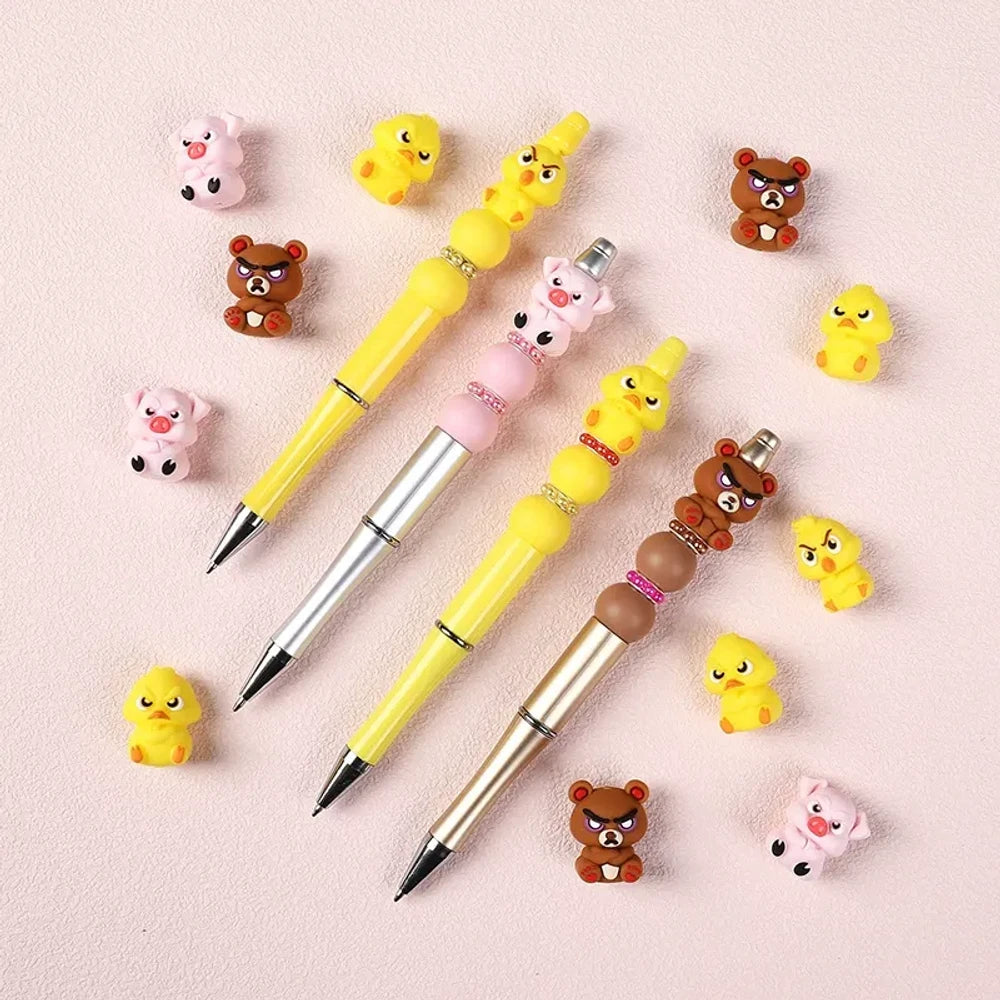 3D Dumb Cute Animals Silicone Focal Beads for DIY Pens Keychains