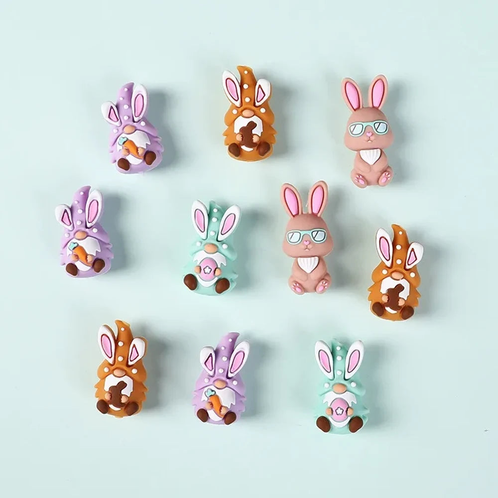 3D Easter Bunny Silicone Focal Beads for DIY Pens Bracelet