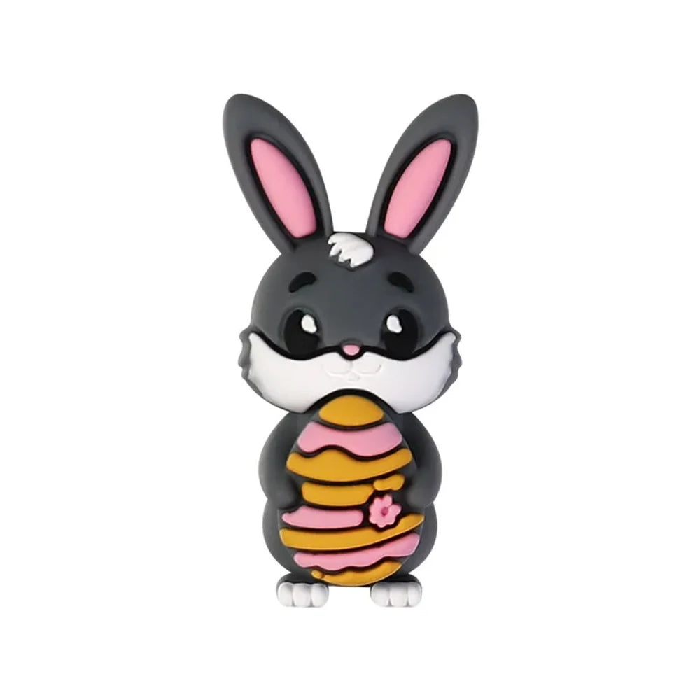 3D Easter Cute Bunny Silicone Focal Beads for Pens Keychains