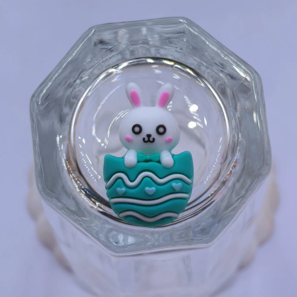 3D Easter Egg Easter Bunny Silicone Focal Beads for DIY Pens Bracelet Keychains