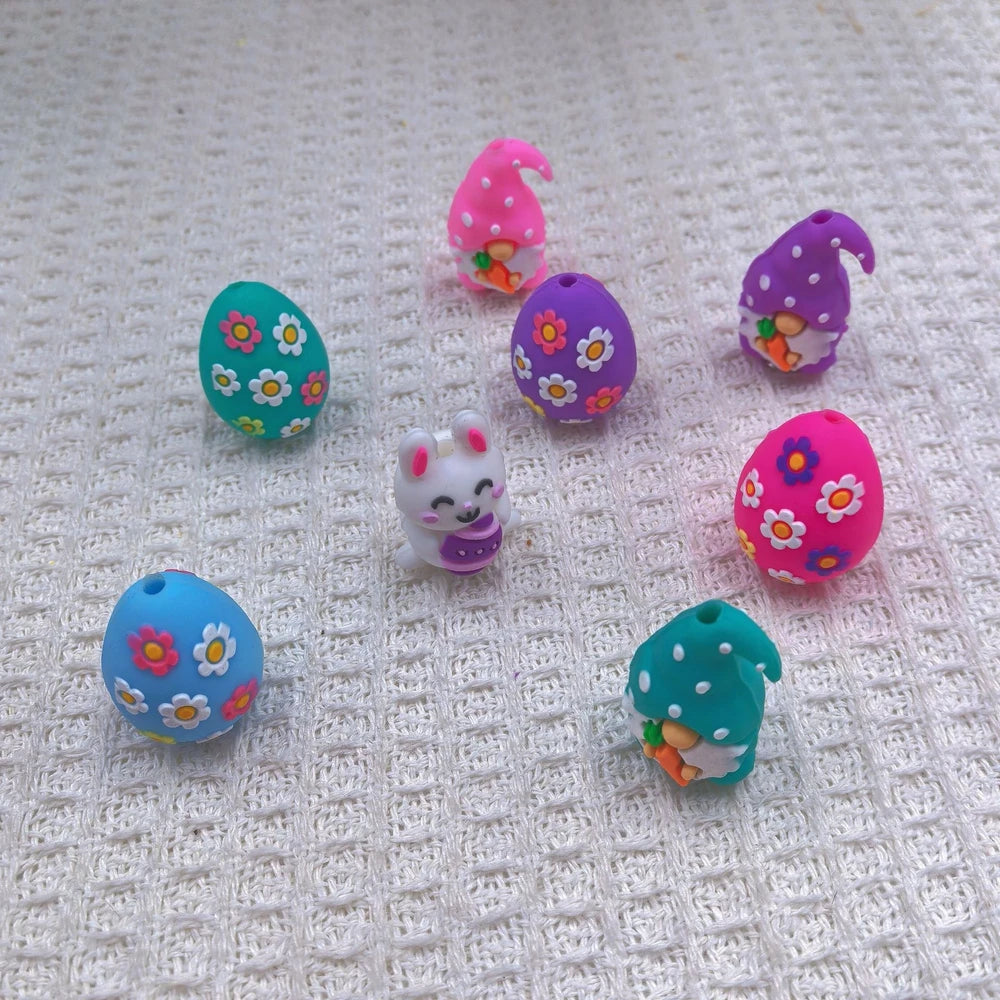 3D Easter Series Silicone Focal Beads for DIY Pens Bracelet Keychains