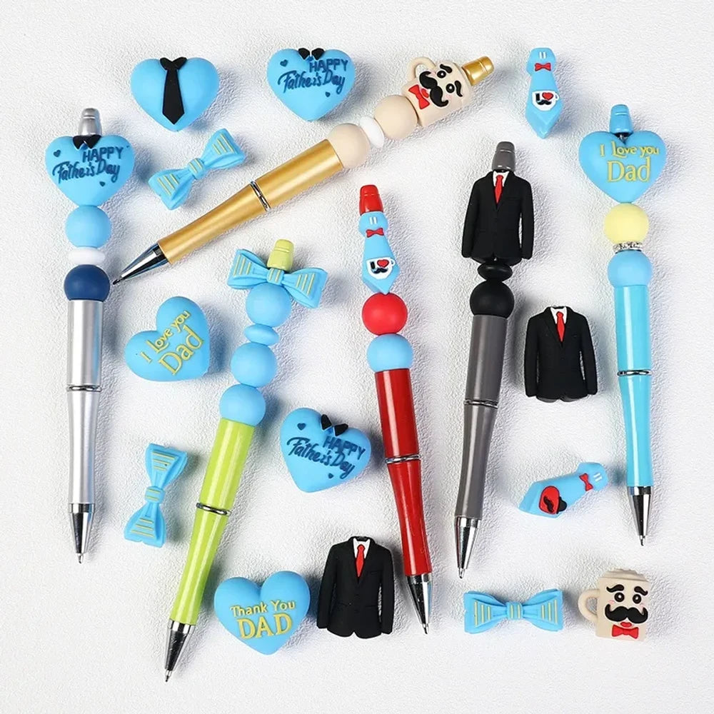 3D Father's Day Silicone Focal Beads for DIY Pens Keychains