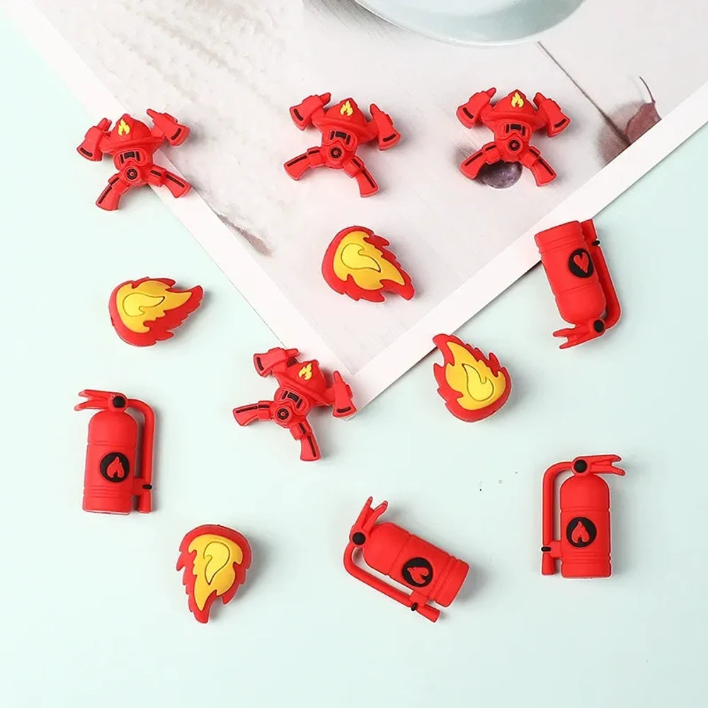 3D Fire Extinguisher Silicone Focal Beads for DIY Pens Keychains