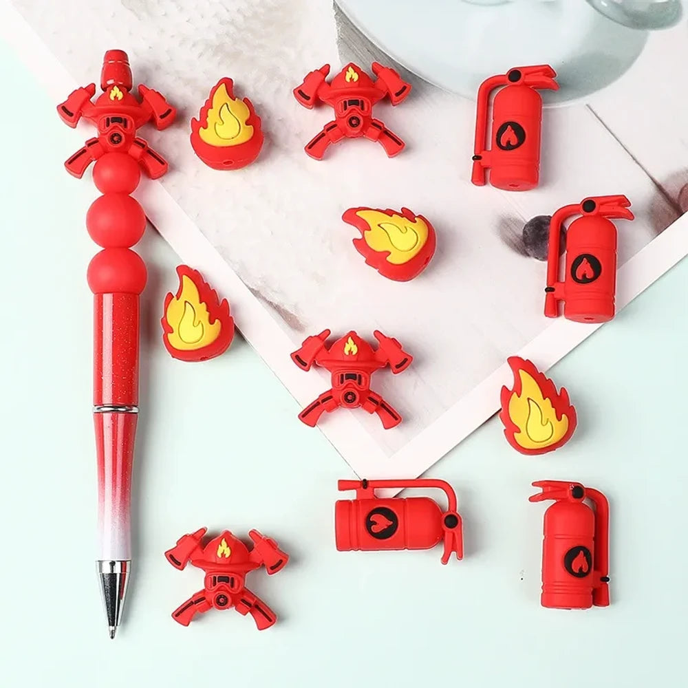 3D Fire Extinguisher Silicone Focal Beads for DIY Pens Keychains