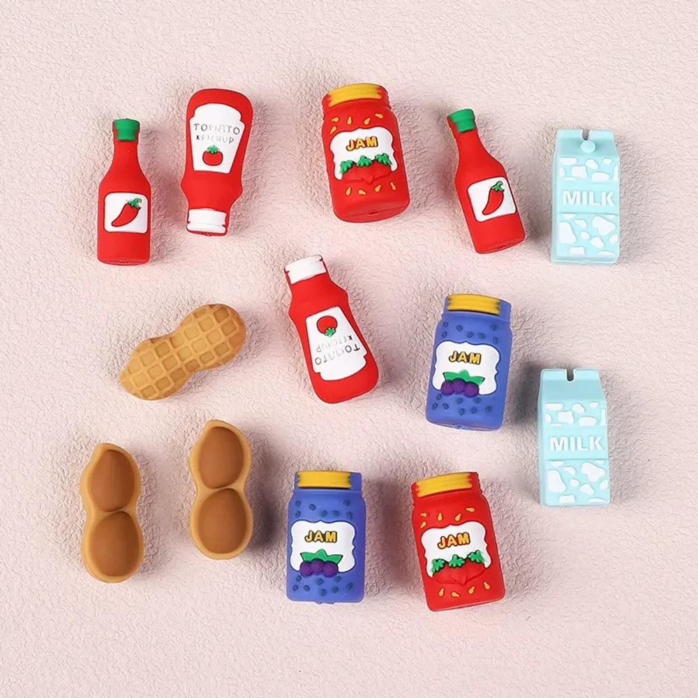 3D Food Bottle Silicone Focal Beads for DIY Pens Keychains