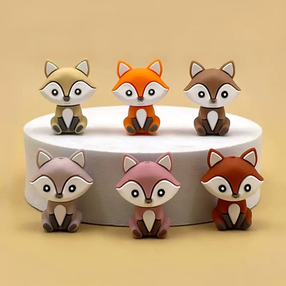 3D Fox Silicone Focal Beads for DIY Keychains Bracelet Pens
