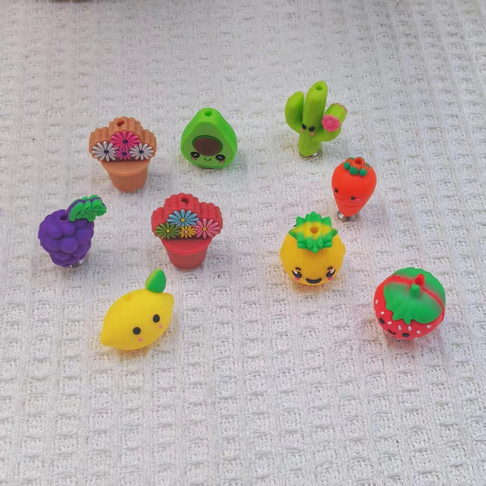 3D Fruit Plants Silicone Focal Beads for DIY Pens Bracelet Keychains
