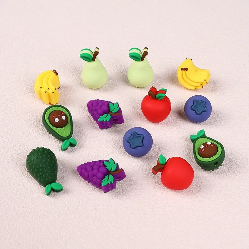 3D Fruit Silicone Focal Beads for DIY Keychains