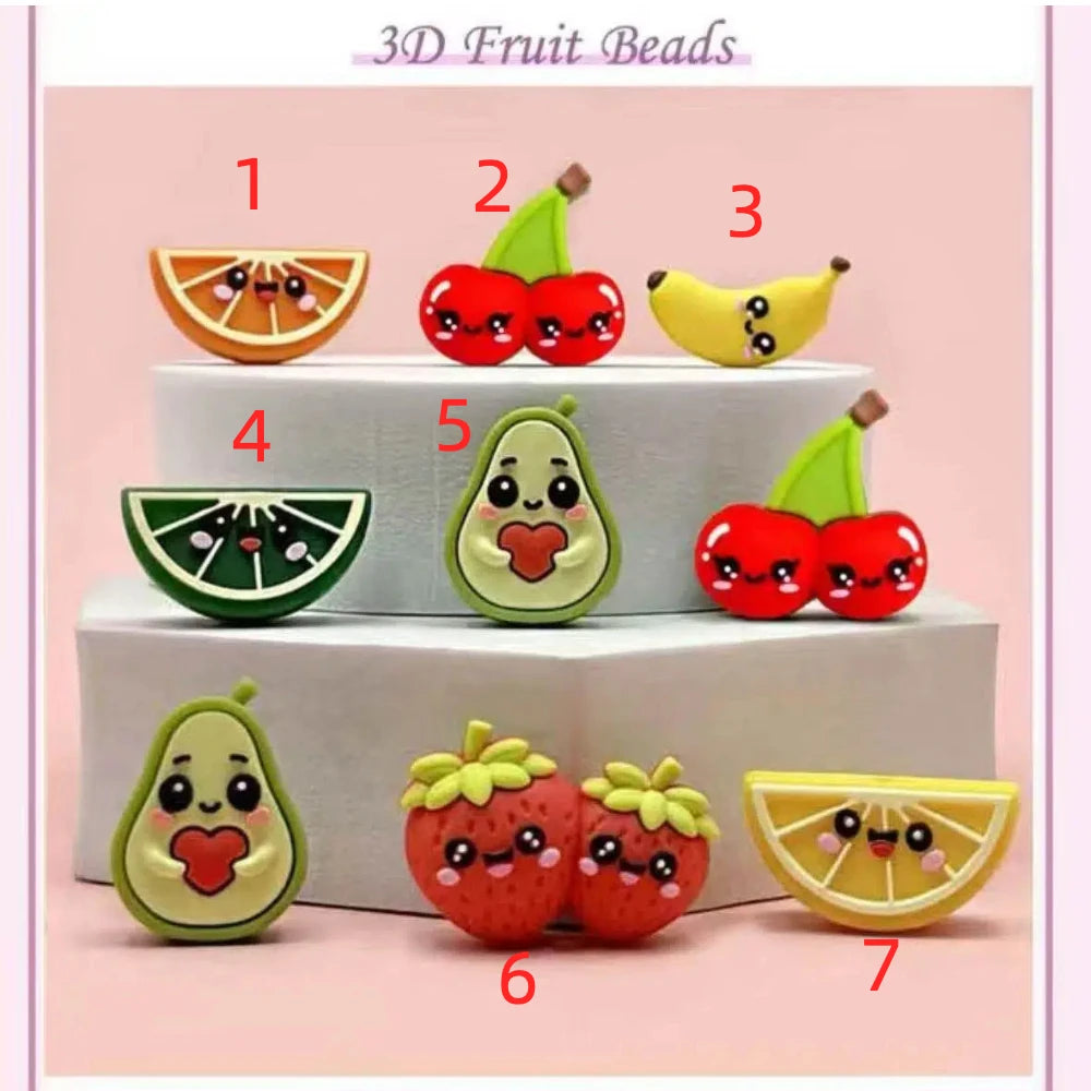 3D Fruit Silicone Focal Beads for DIY Keychains Bracelet Pens
