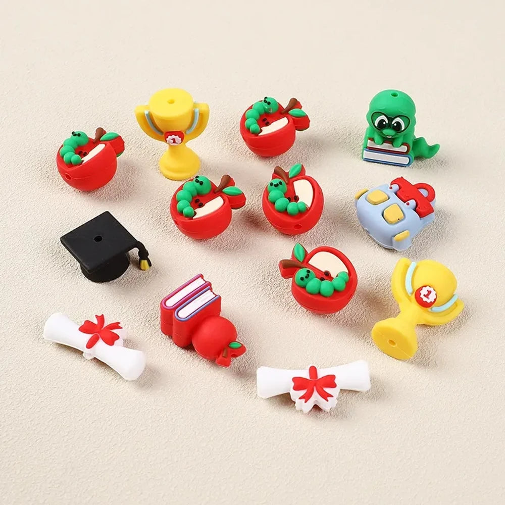 3D Graduation Season Theme Silicone Focal Beads for DIY Pens Keychains