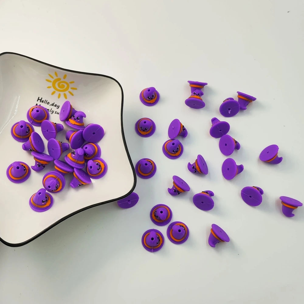 3D Halloween Witch Hat Silicone Focal Beads for DIY Pens Keychain