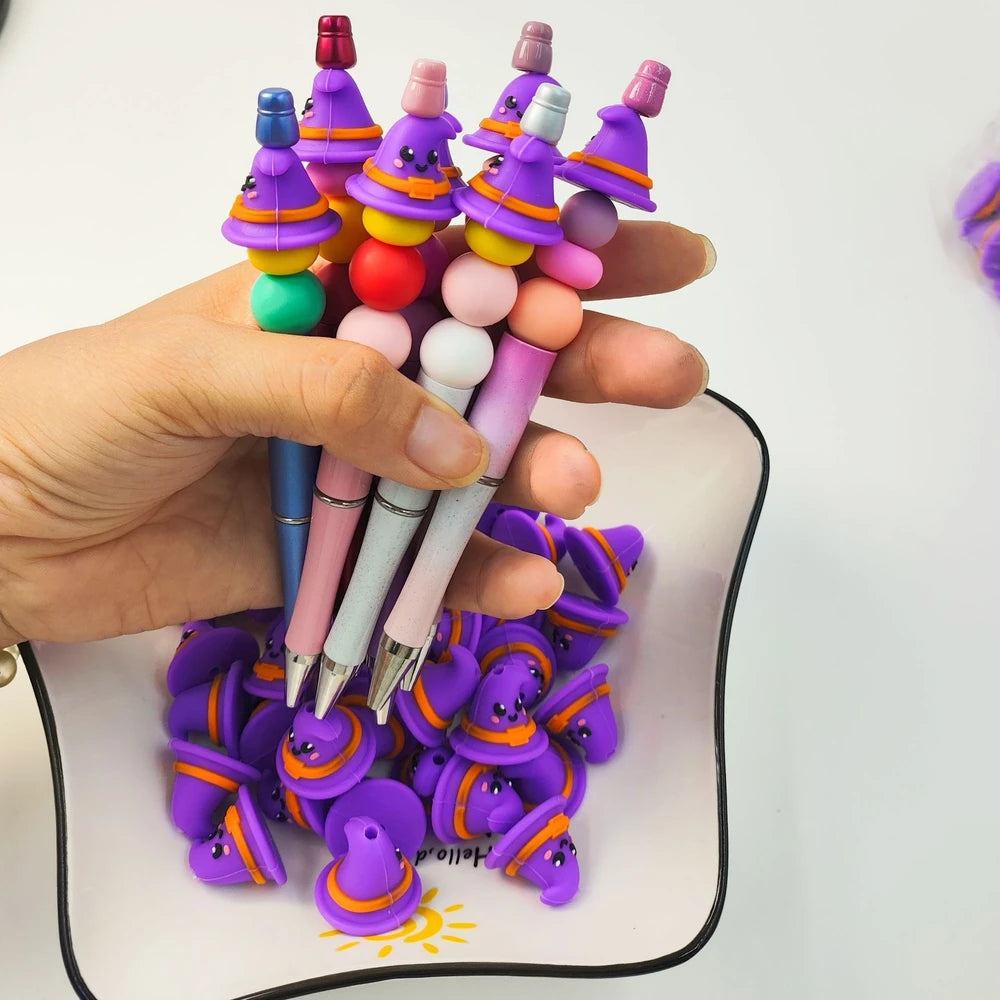 3D Halloween Witch Hat Silicone Focal Beads for DIY Pens Keychain