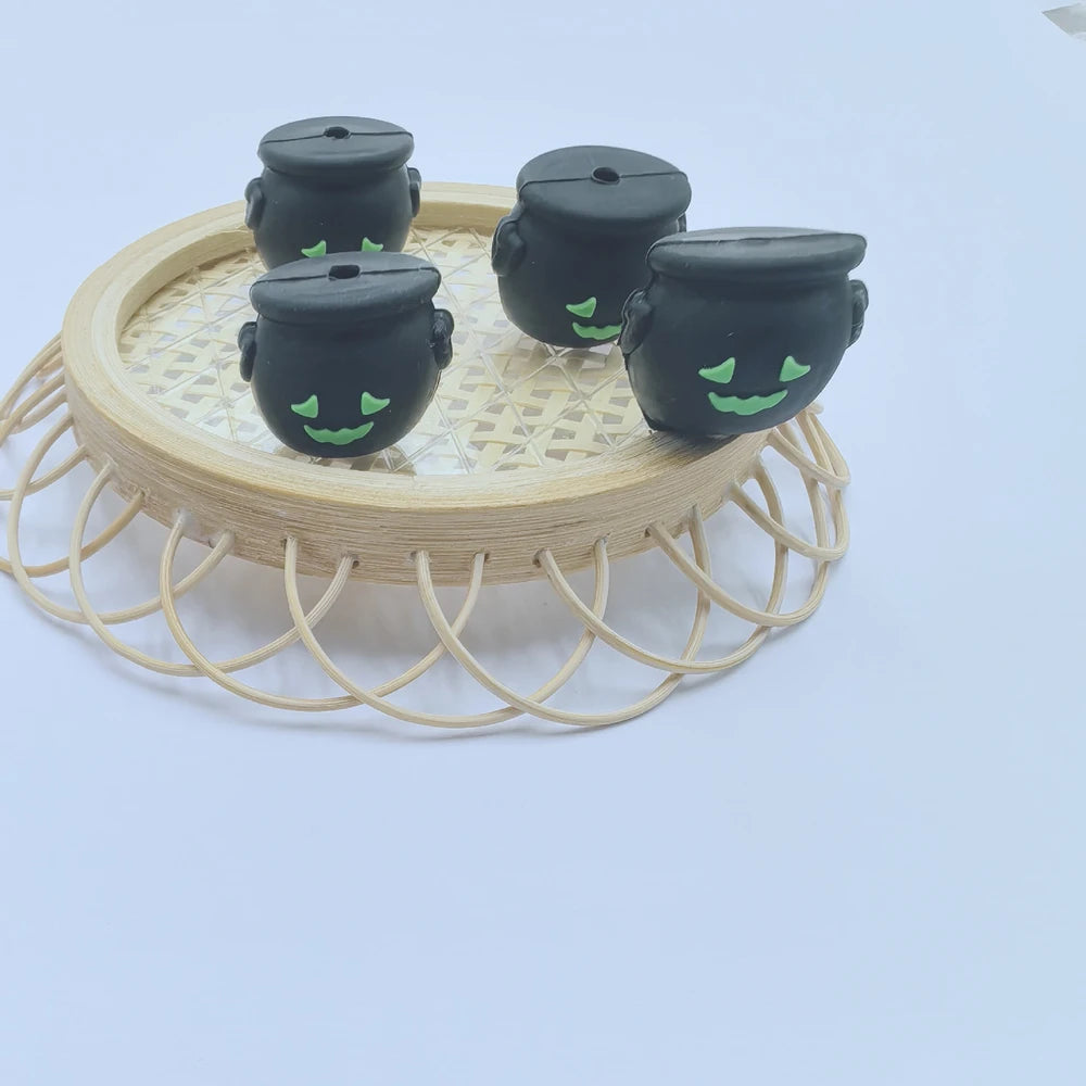 3D Halloween Witch's Cauldron Silicone Focal Beads for DIY Pens Keychains