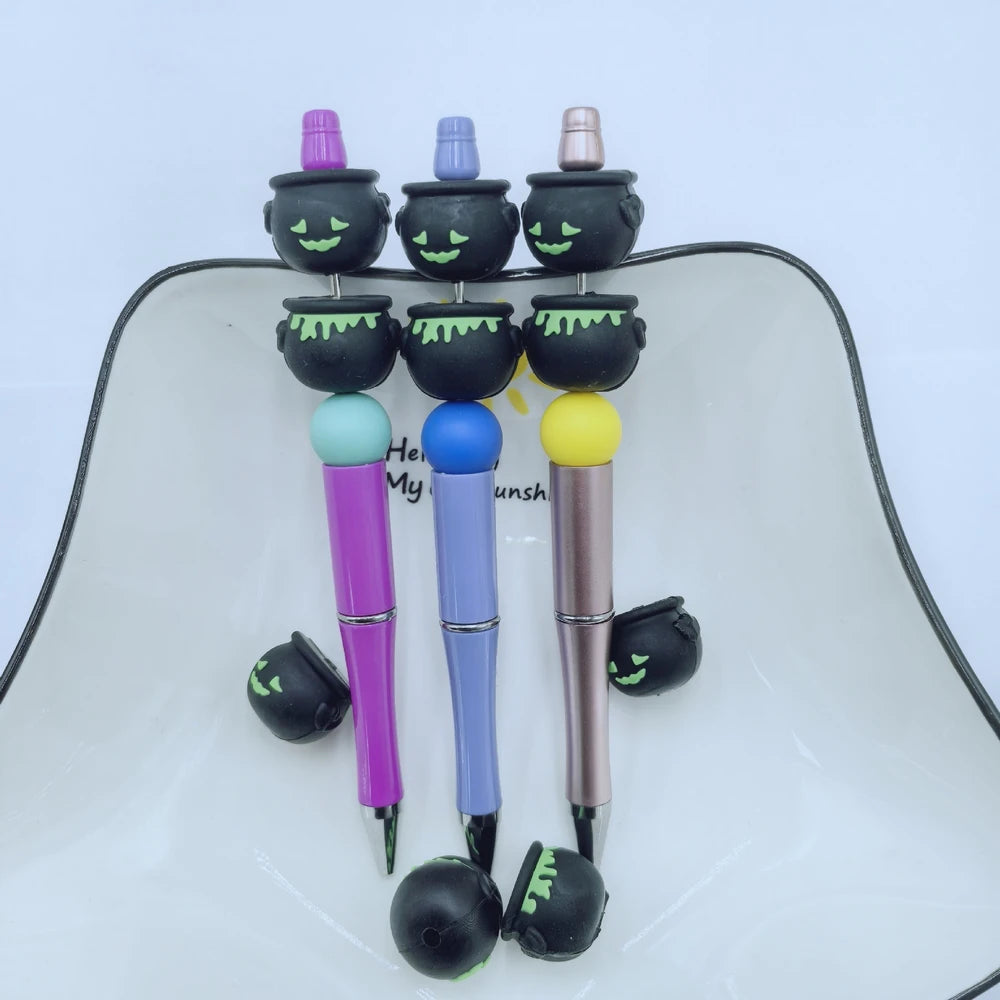 3D Halloween Witch's Cauldron Silicone Focal Beads for DIY Pens Keychains
