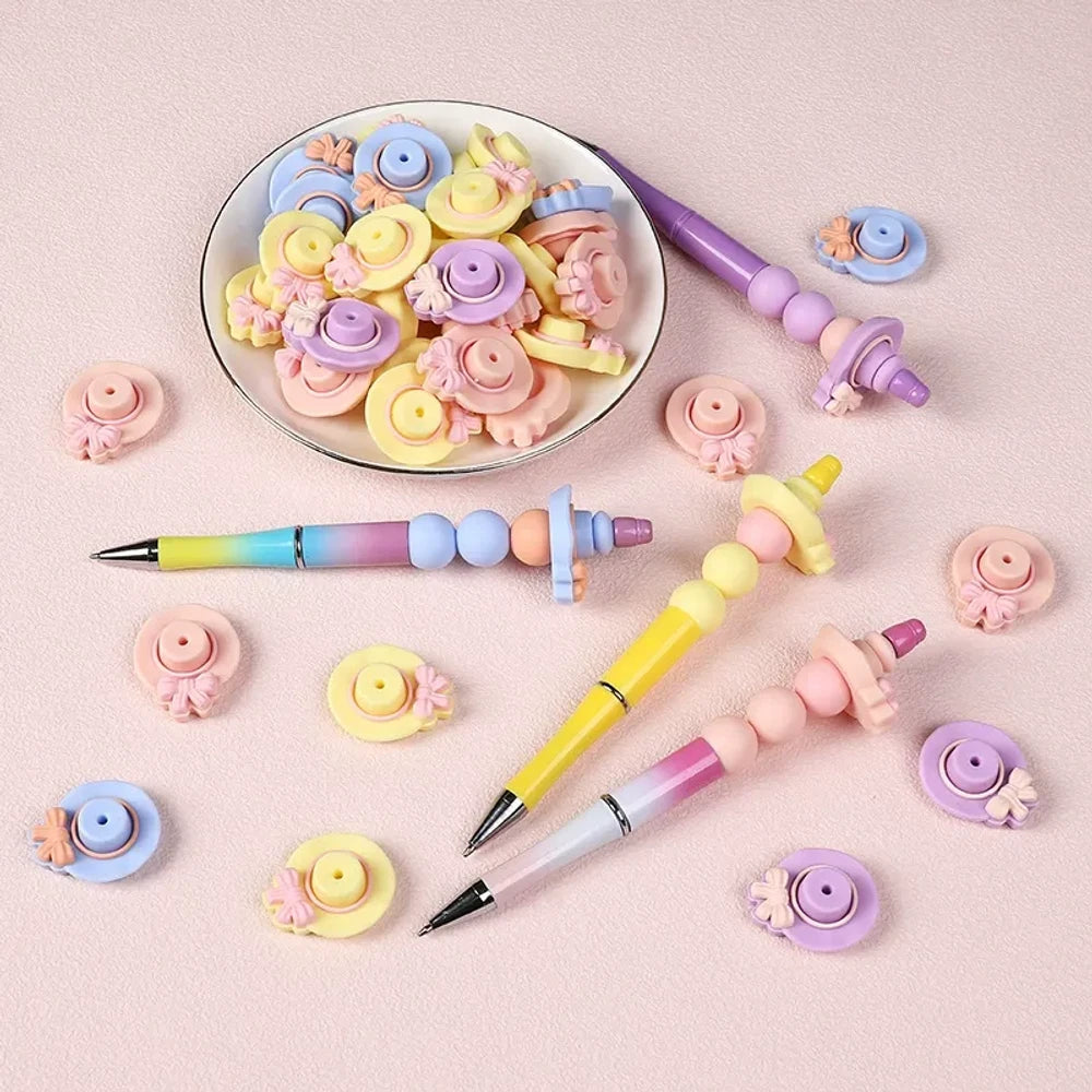 3D Hat Silicone Focal Beads for DIY Pens Keychains