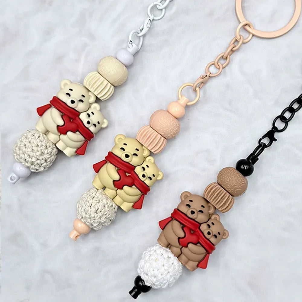 3D Heart Bear Silicone Focal Beads for DIY Keychains Bracelet Pens