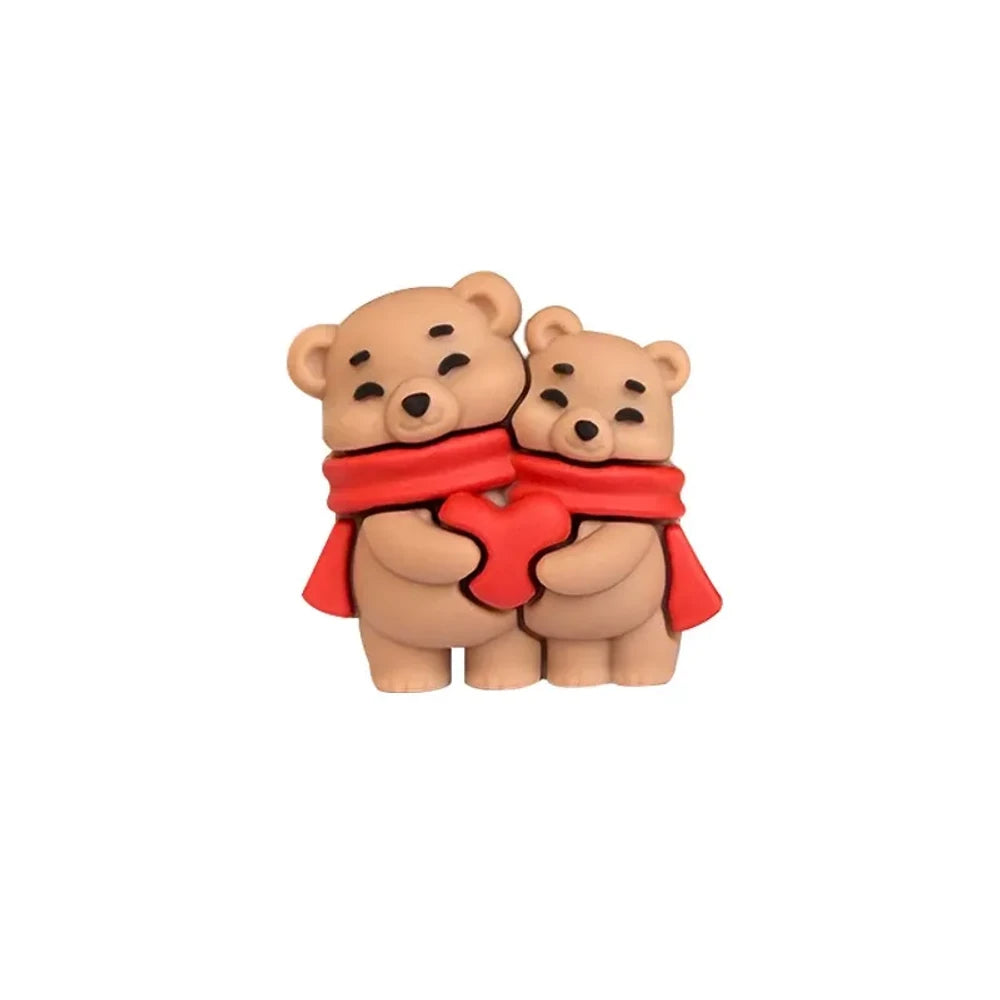 3D Heart Bear Silicone Focal Beads for DIY Keychains Bracelet Pens
