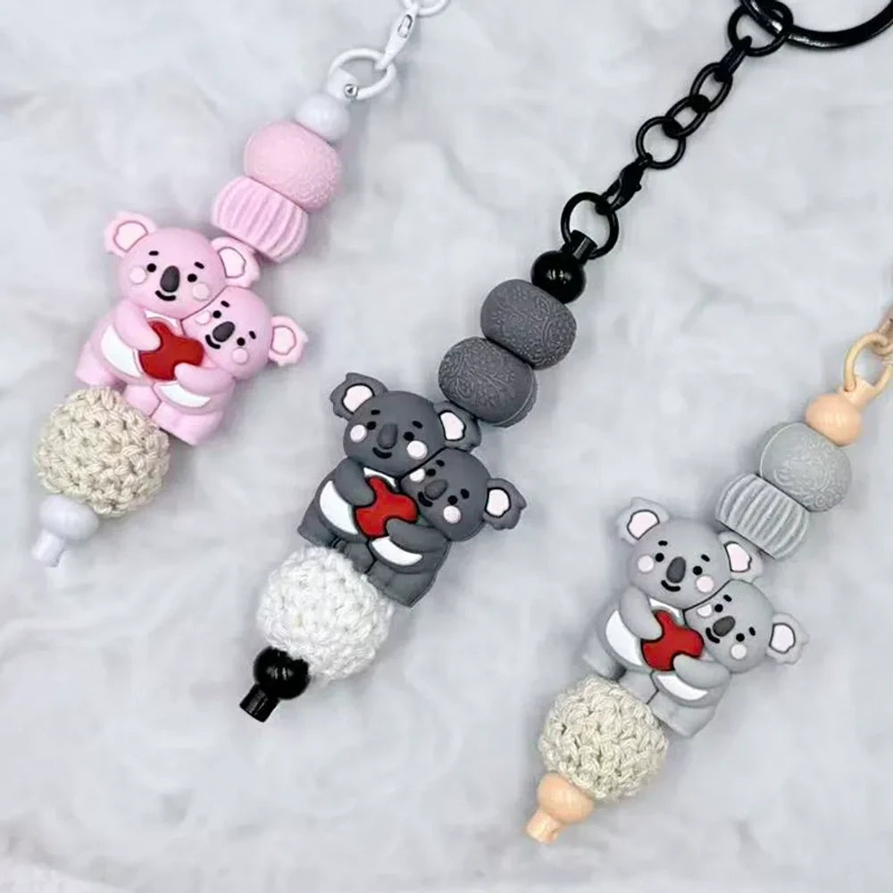 3D Heart Koala Silicone Focal Beads for DIY Keychains Bracelet Pens