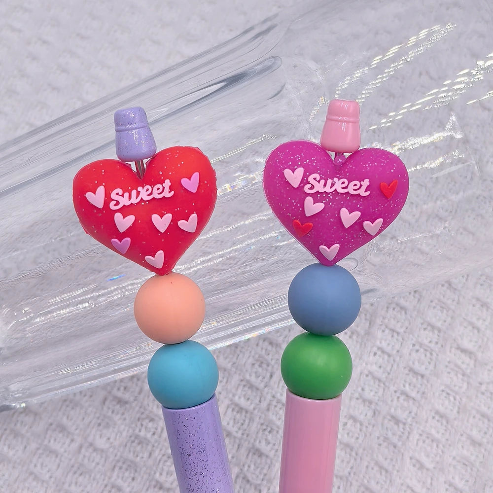 3D Heart Silicone Focal Beads for DIY Pens Bracelet