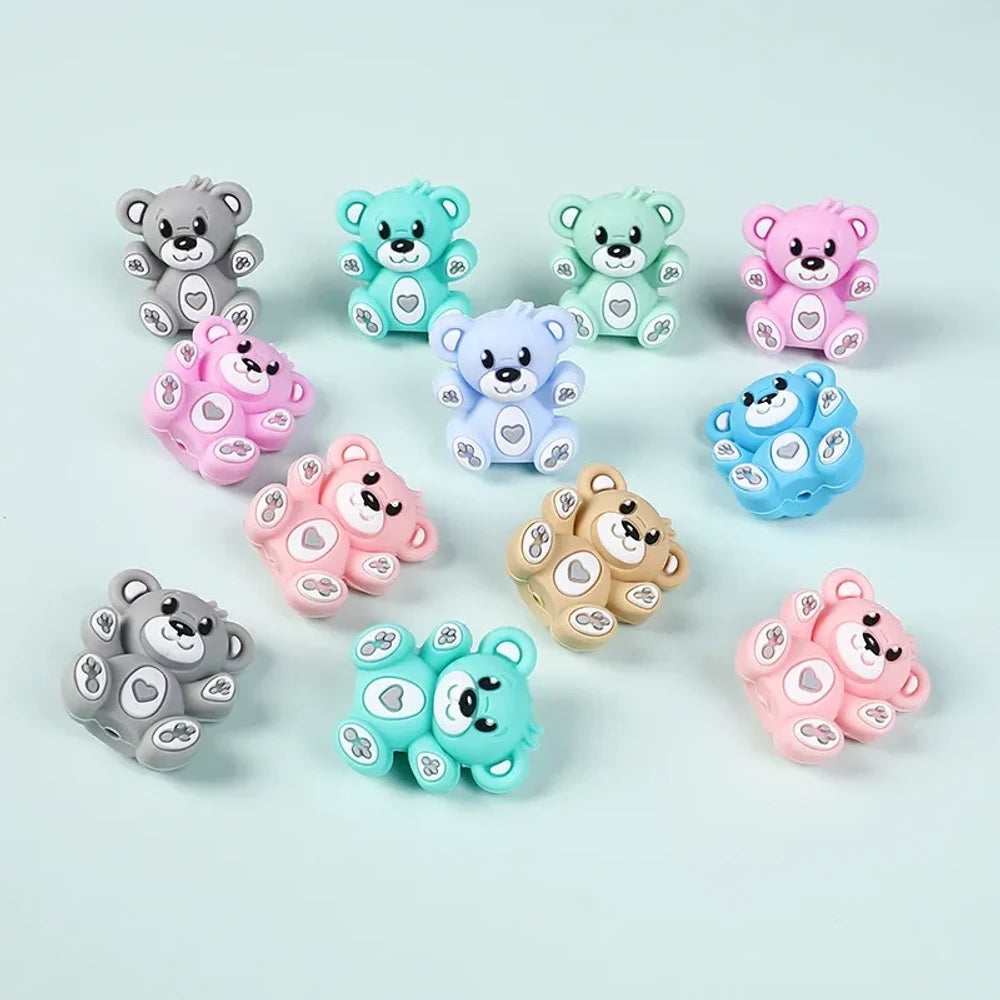 3D Huggy Bear Silicone Focal Beads for DIY Pens Keychains