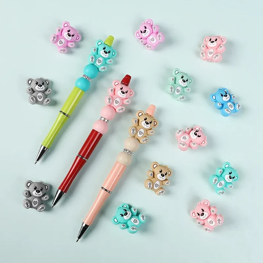 3D Huggy Bear Silicone Focal Beads for DIY Pens Keychains