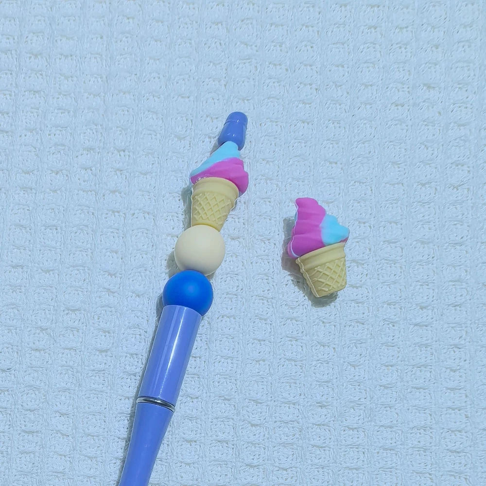 3D Ice Cream Silicone Focal Beads for DIY Pens Keychain