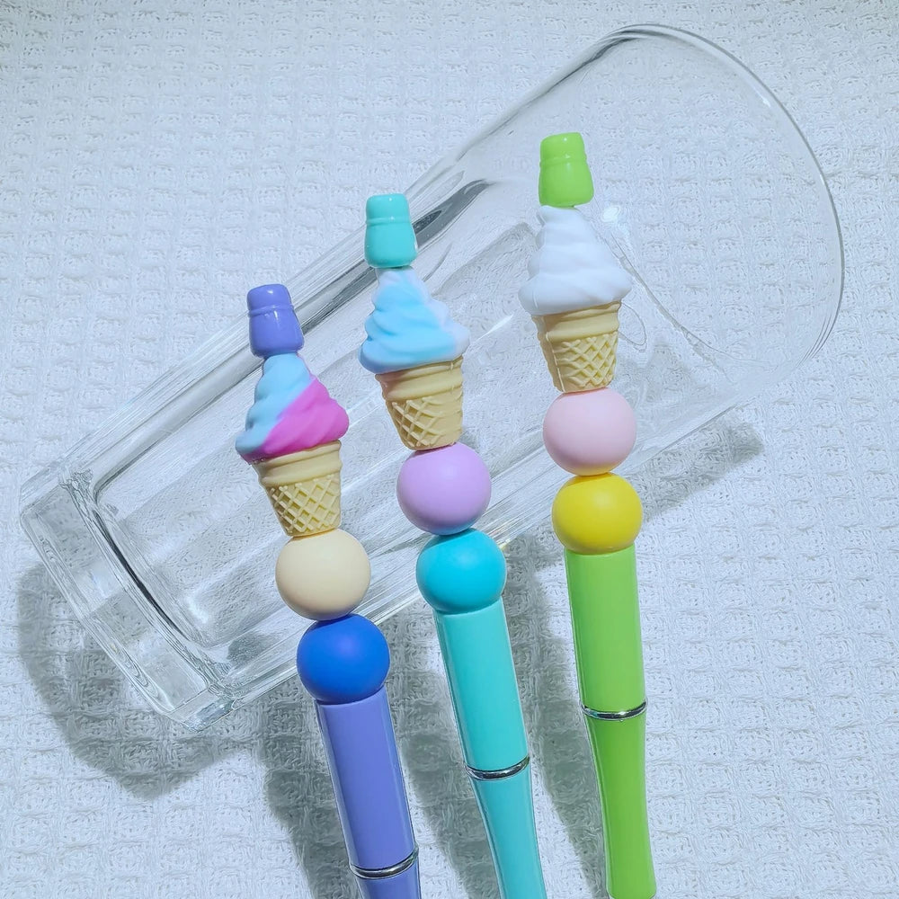 3D Ice Cream Silicone Focal Beads for DIY Pens Keychain