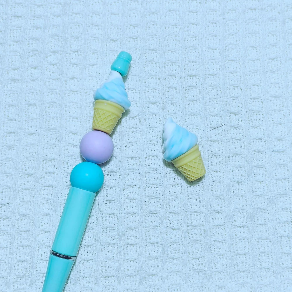 3D Ice Cream Silicone Focal Beads for DIY Pens Keychain
