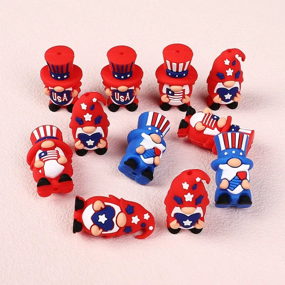 3D Independence Day Silicone Focal Beads for DIY Pens Keychains