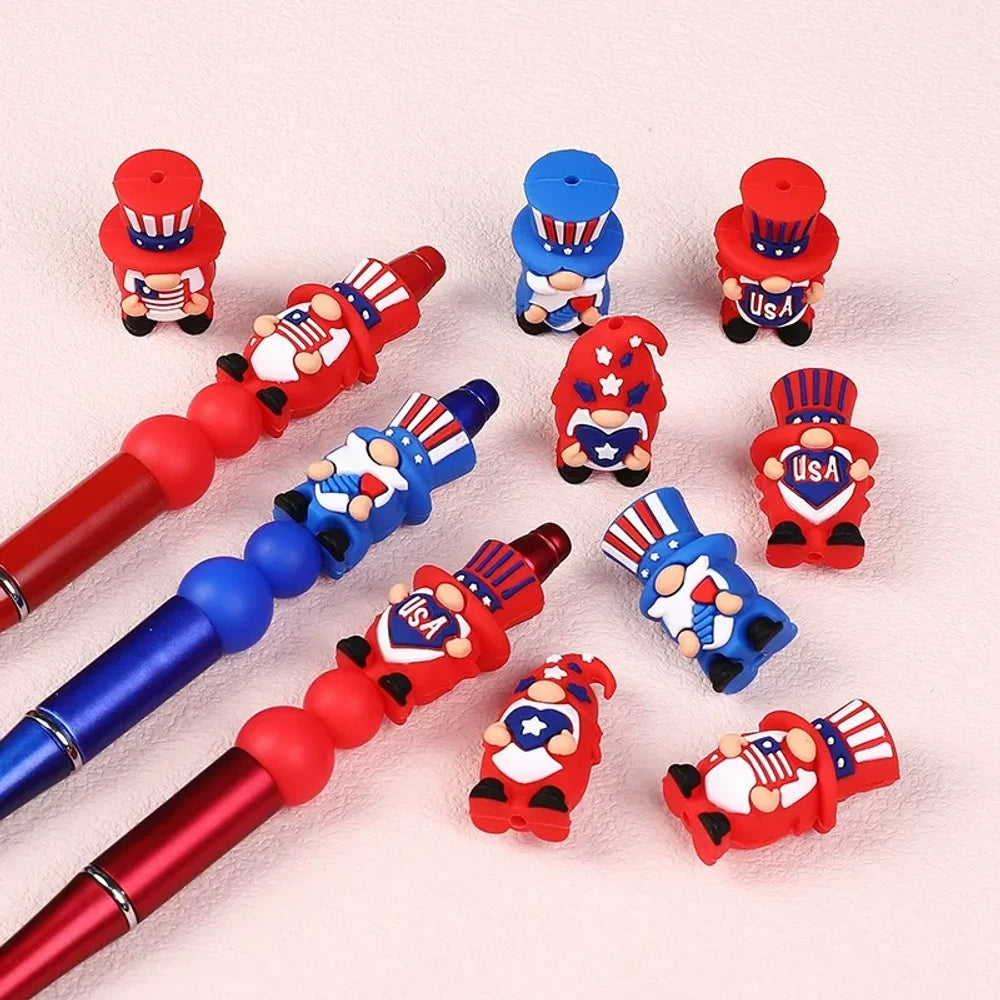 3D Independence Day Silicone Focal Beads for DIY Pens Keychains