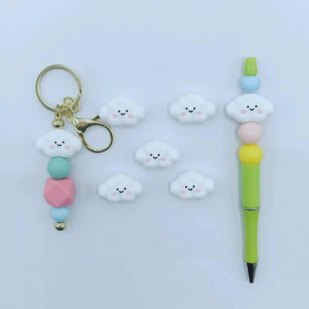 3D Little Cloud Silicone Focal Beads for DIY Pens Bracelet Keychains