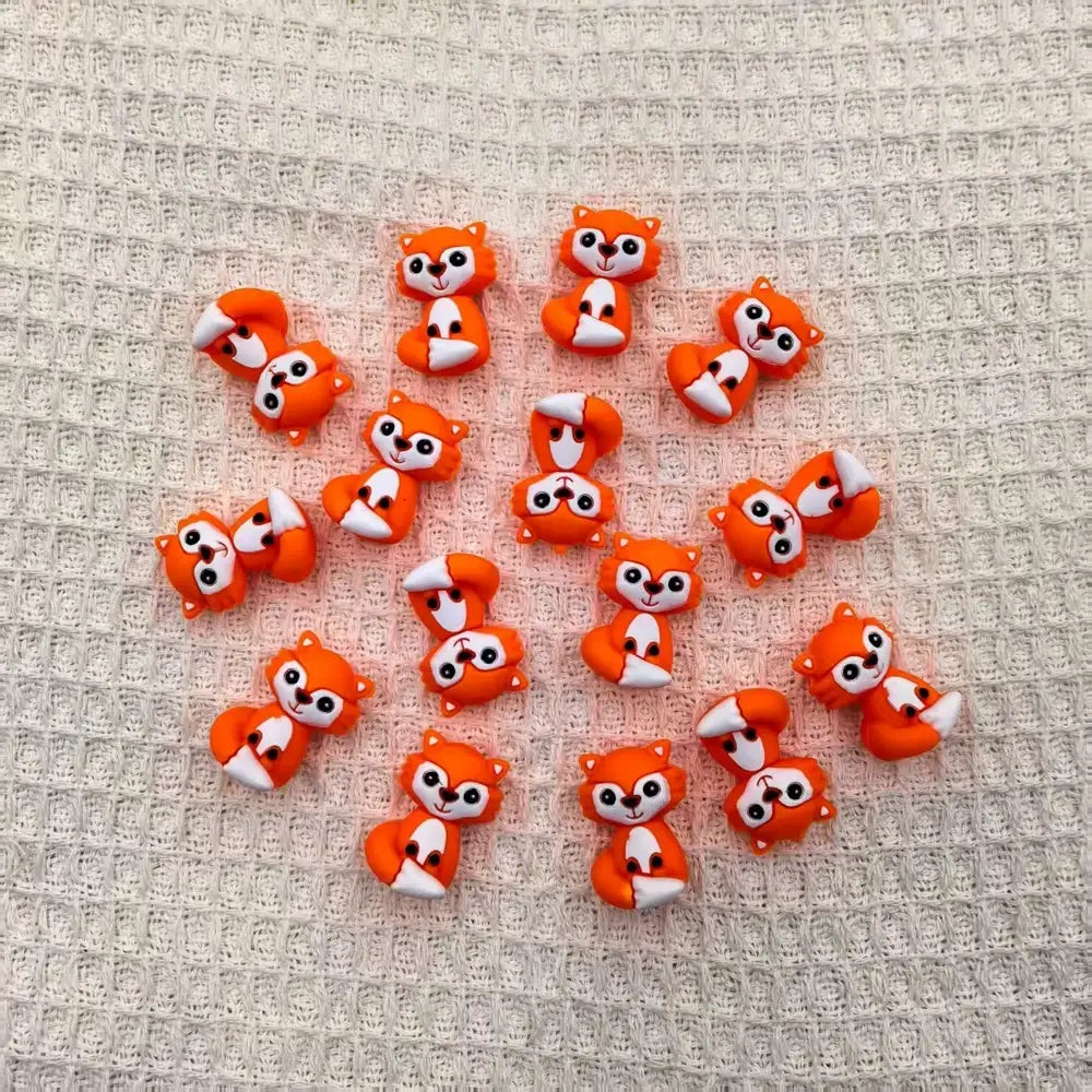 3D Little Fox Silicone Focal Beads for DIY Pens Keychain