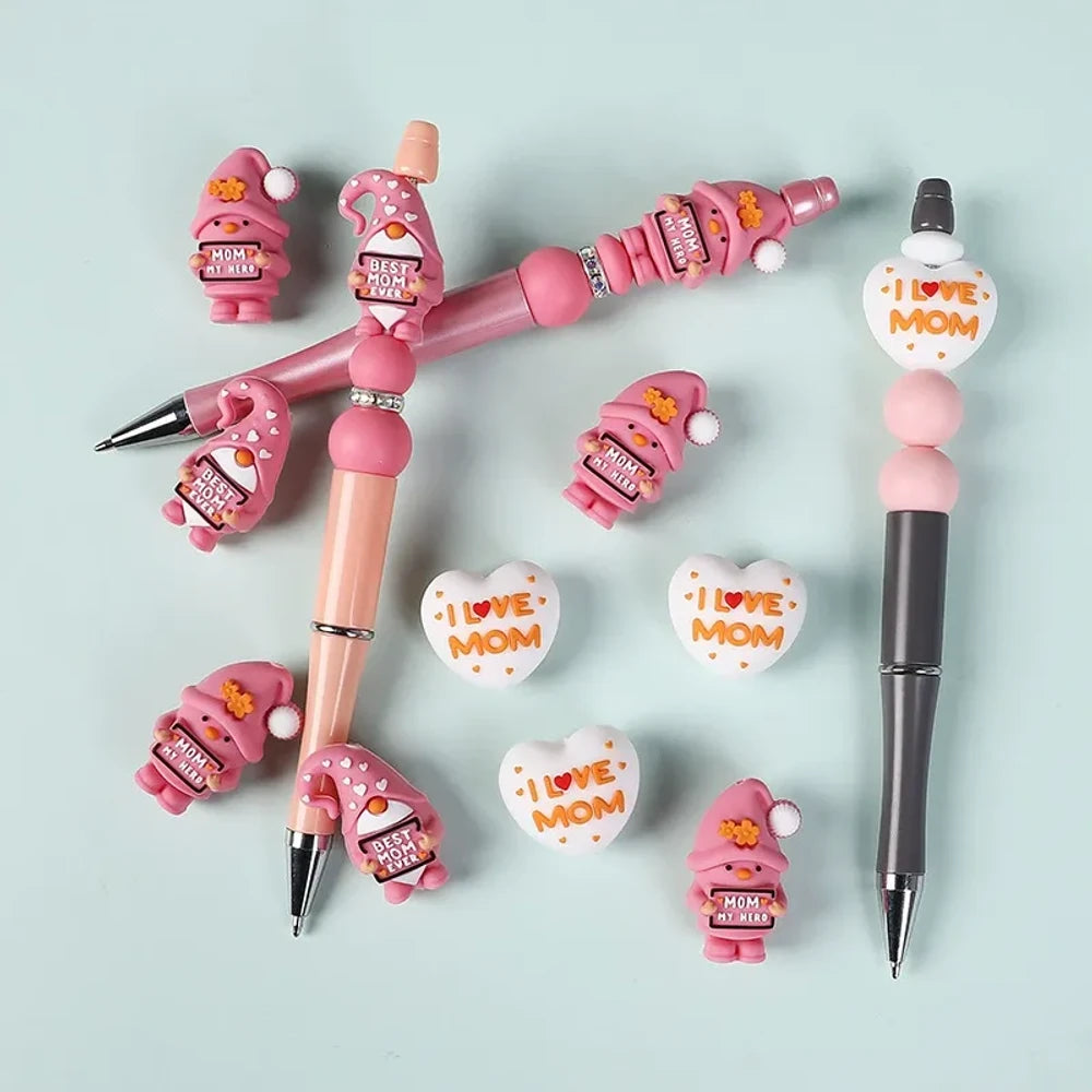 3D Mother's Day Silicone Focal Beads for DIY Pens Keychains