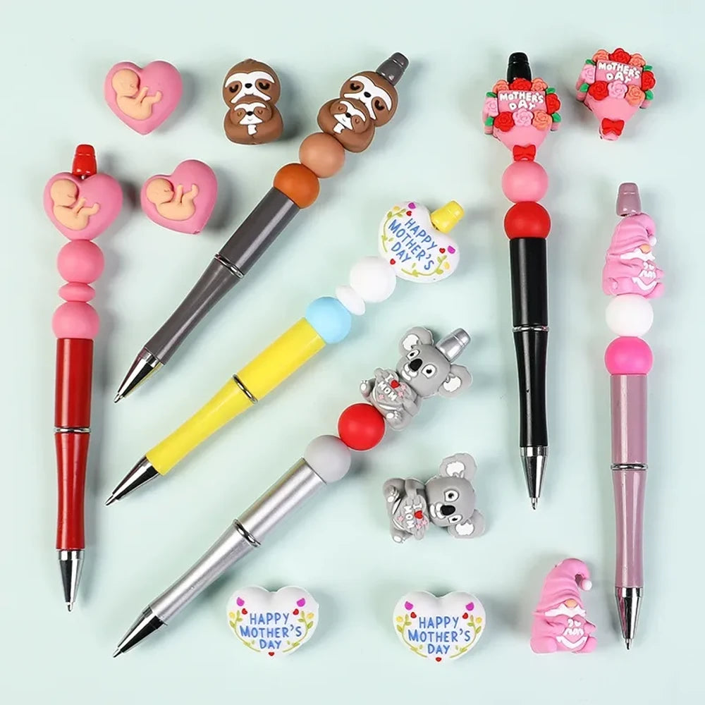 3D Mother's Day Silicone Focal Beads for DIY Pens Keychains