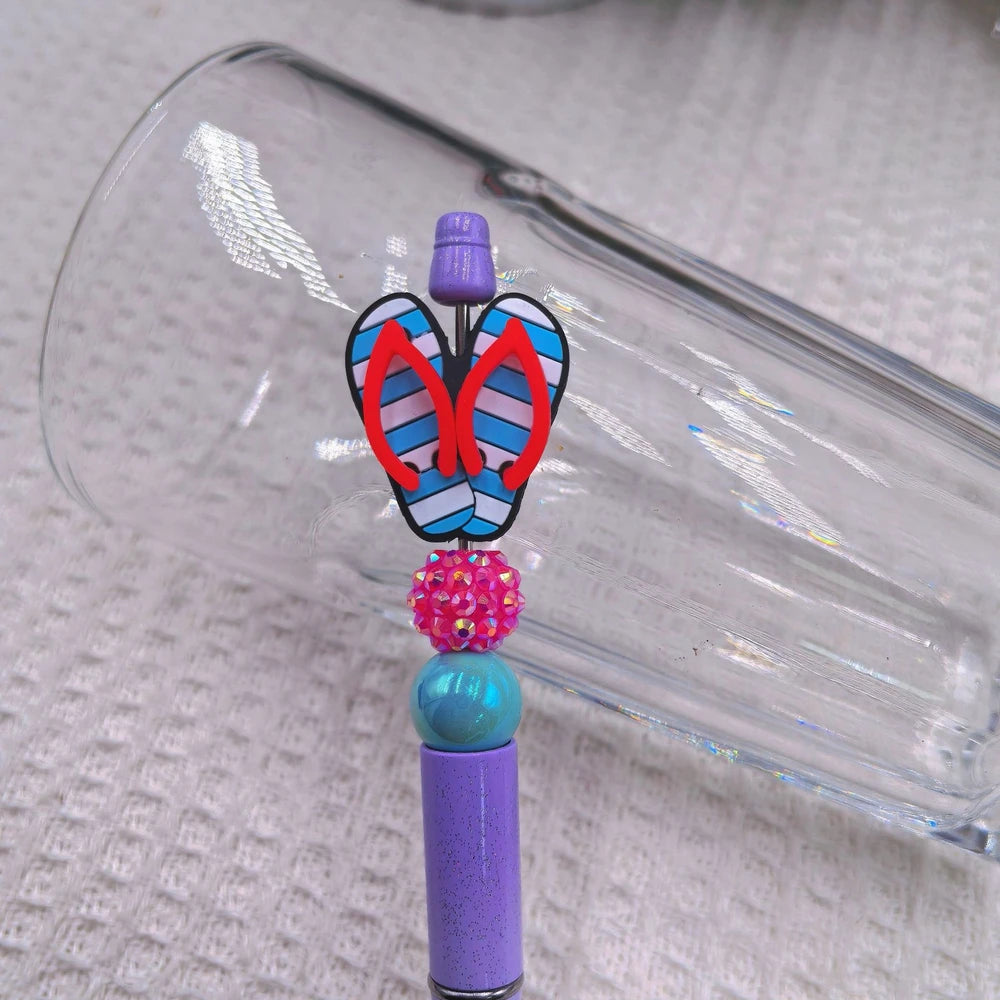 3D Multi Color Flip Flops Silicone Focal Beads for DIY Pens Keychains