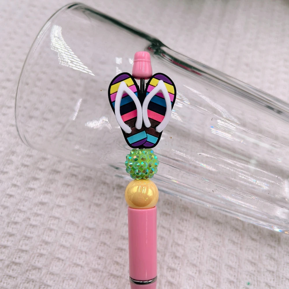 3D Multi Color Flip Flops Silicone Focal Beads for DIY Pens Keychains