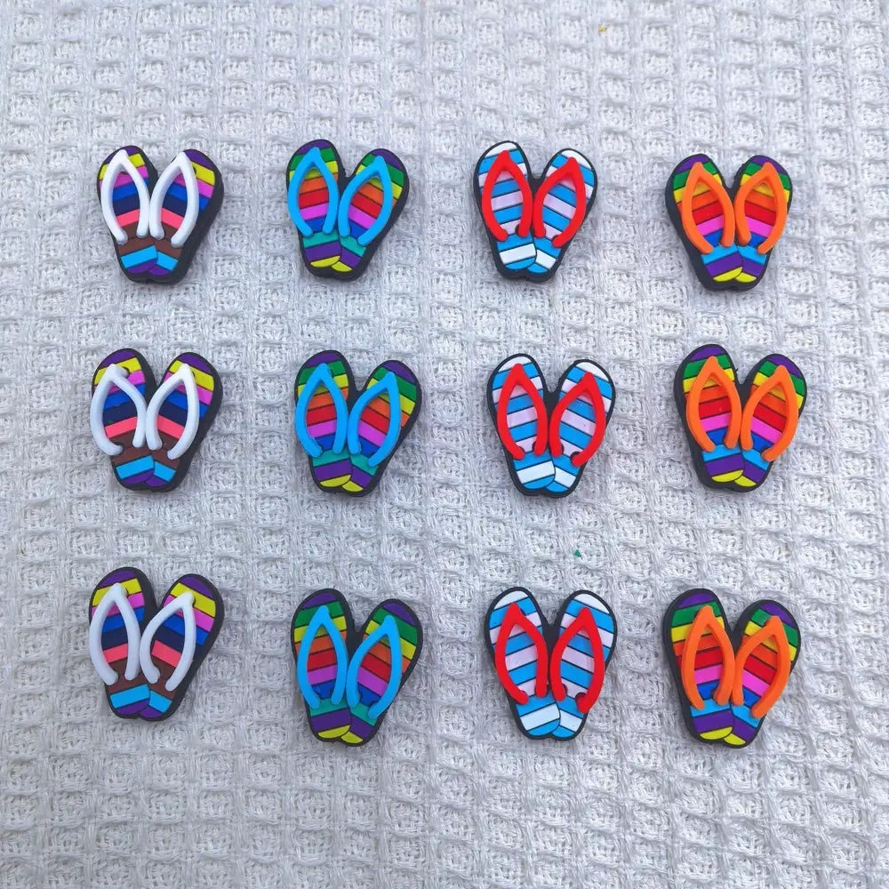 3D Multi Color Flip Flops Silicone Focal Beads for DIY Pens Keychains