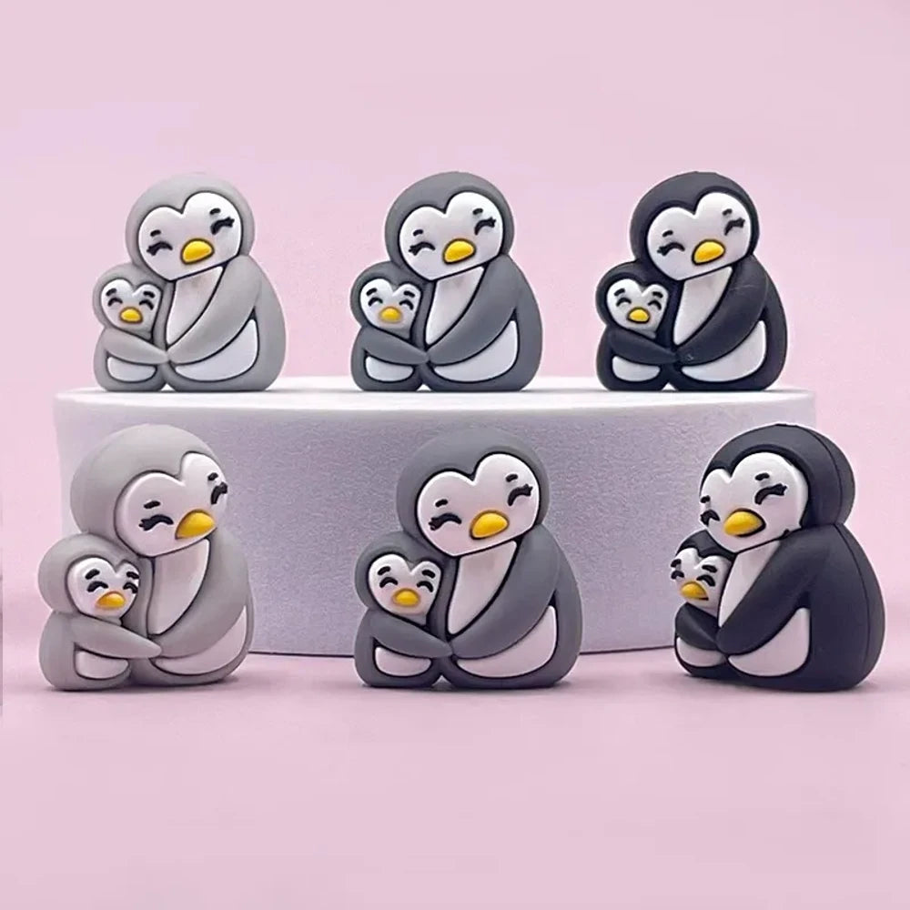 3D Penguin Silicone Focal Beads for DIY Keychains Bracelet Pens